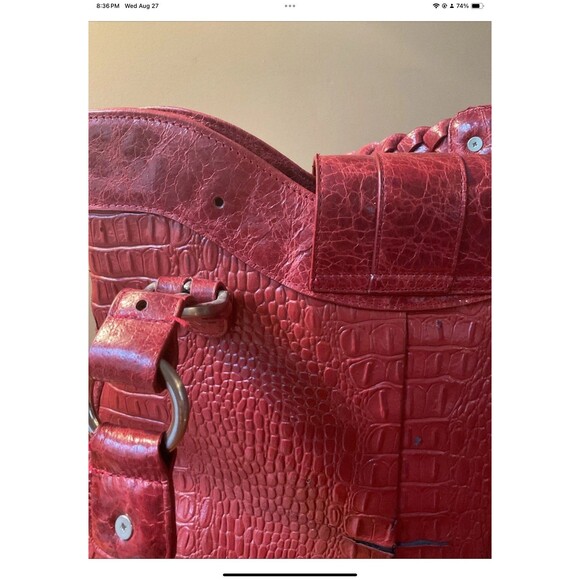 The Find Red Leather Alligator Studded Shoulder Purse Double Handles **READ** - Picture 11 of 11